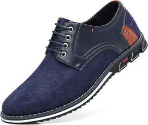 NELSBREXMen's Suede Leather Flat Orthopedic Oxford Shoes Vintage Round Toe Breathable Non-Slip Lace-up Casual Derby Shoes Walking Driving Business Formal Sneakers