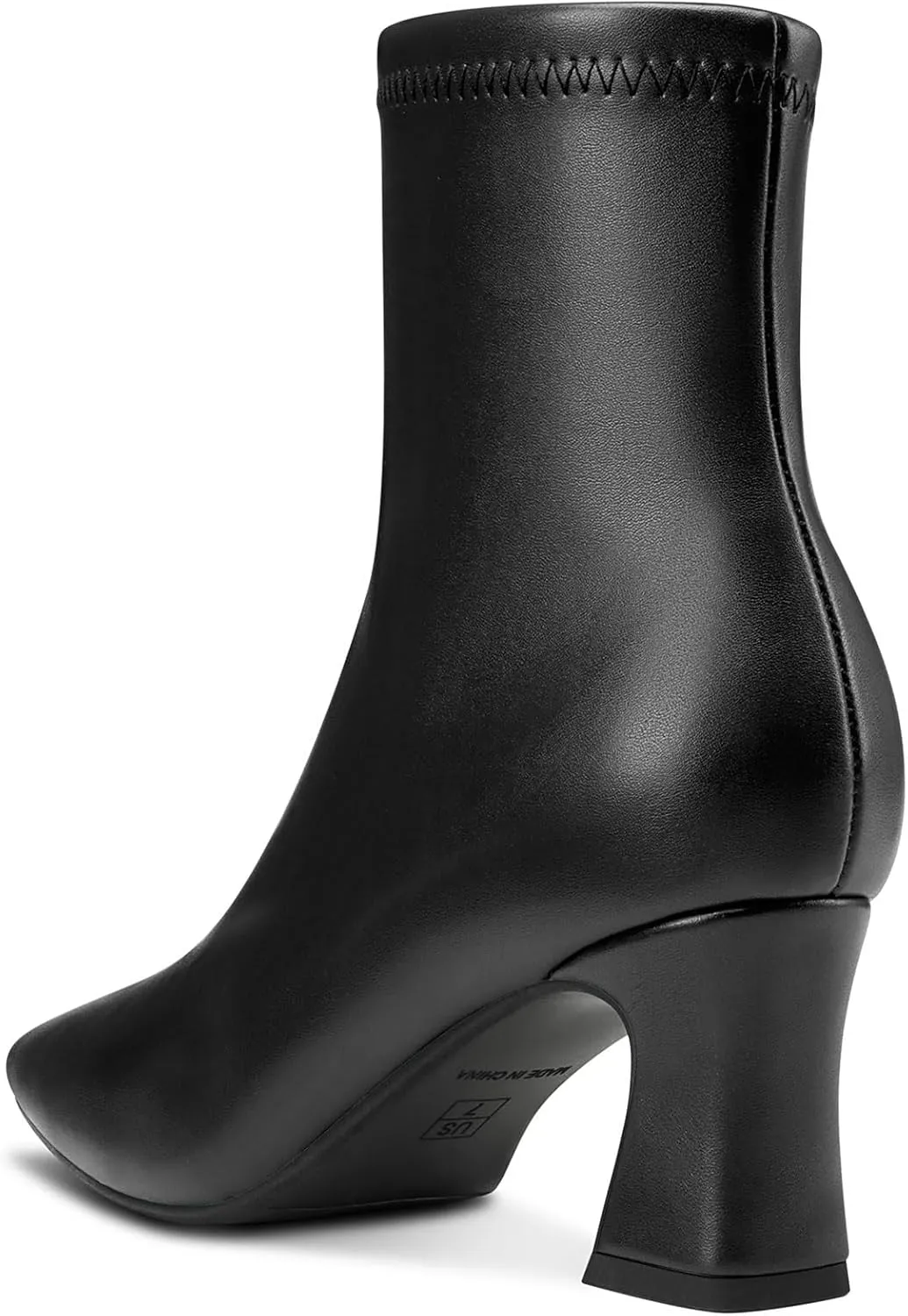 NobleOnly Womens Ankle Boots Square Toe Side Zipper Chunky Block Heel Low Heeled Short Booties Casual Office Dress Boots 2.8 Inches Heels