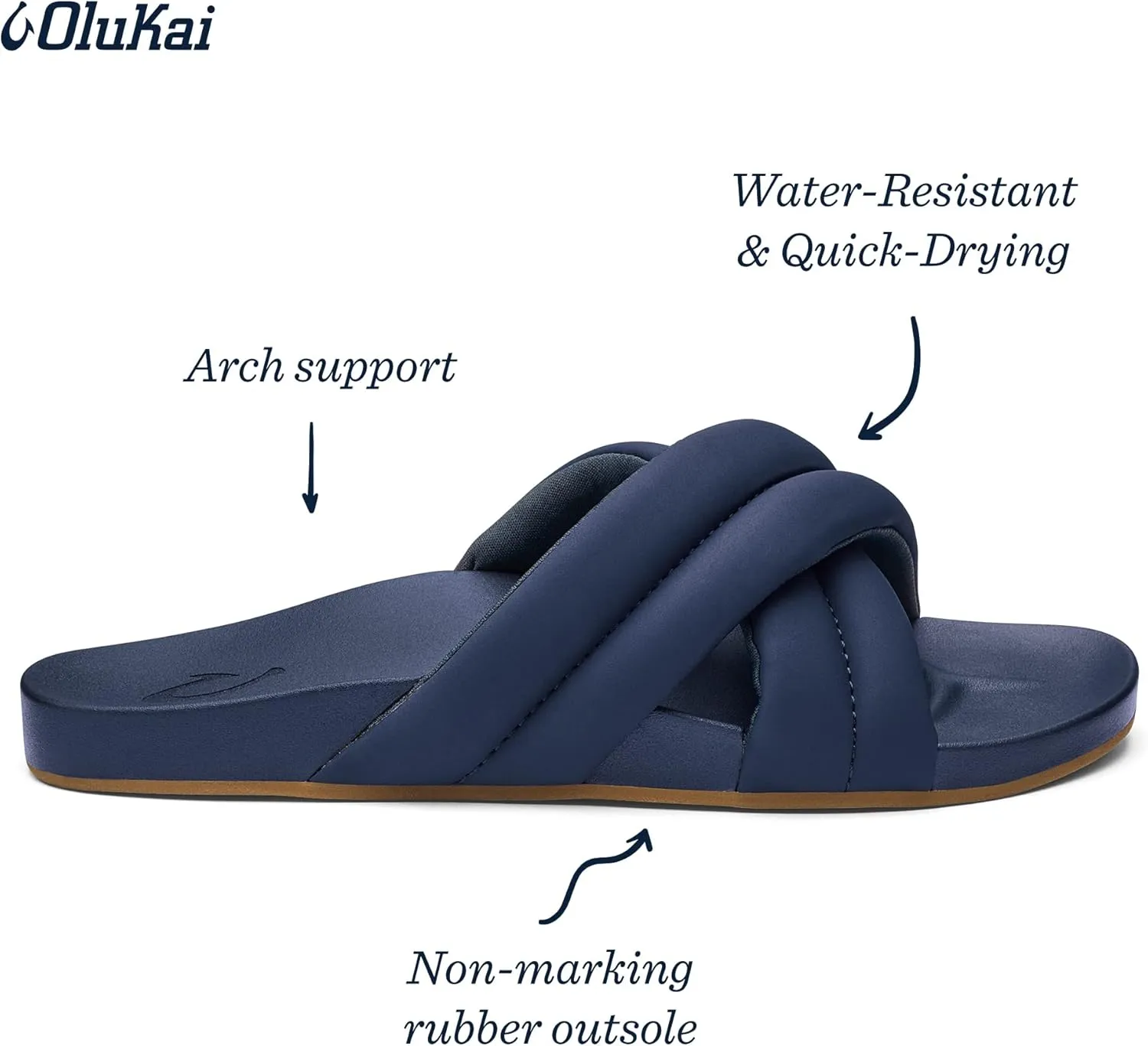 OLUKAI Hila Women's Beach Sandal, Water-Friendly Flip-Flop Slides, All-Day Wear & Ultra-Soft Comfort Fit
