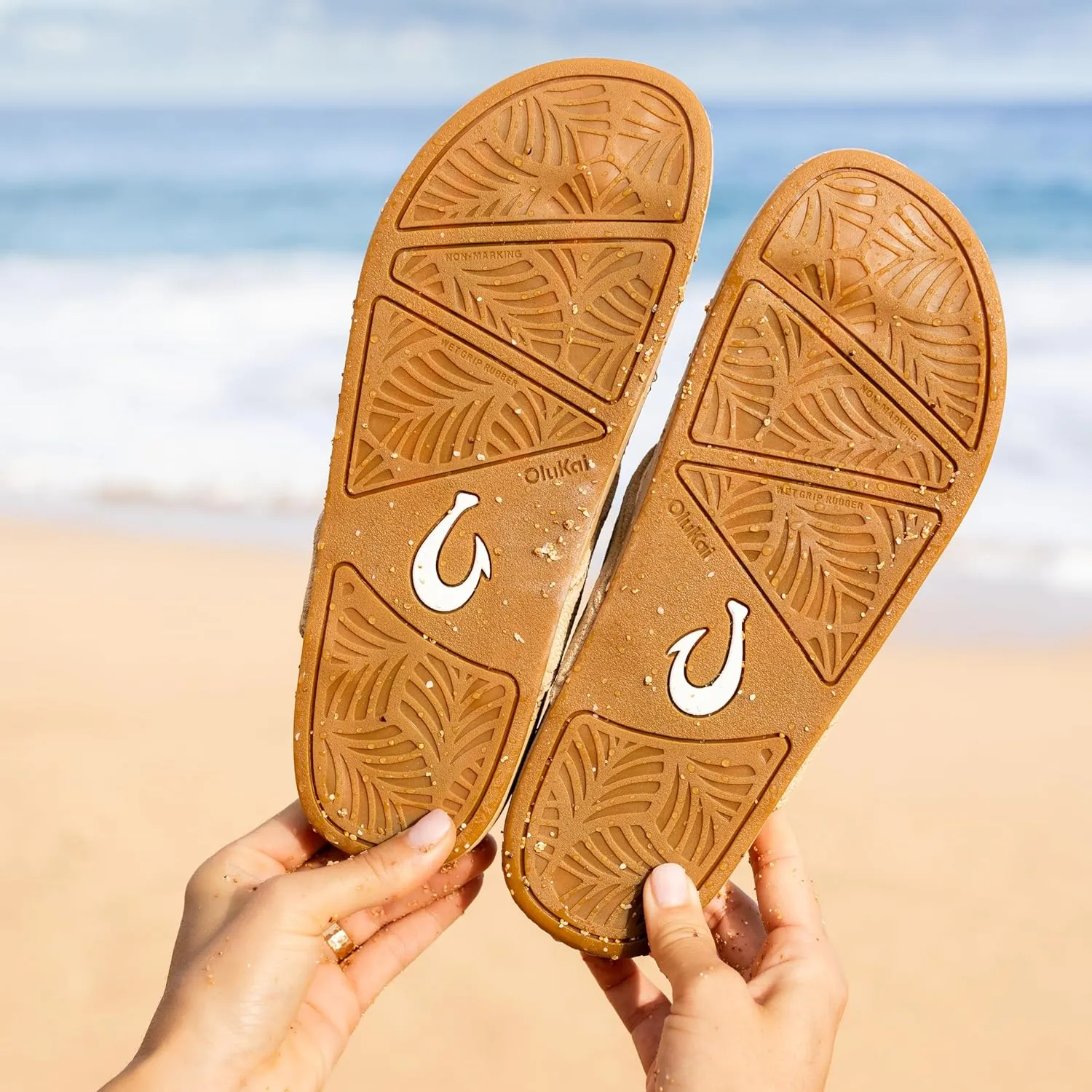 OLUKAI Kipe'a Lipi Women's Beach Sandal, Soft Leather Flip-Flop, All-Day Wear & Ultra-Soft Comfort Fit