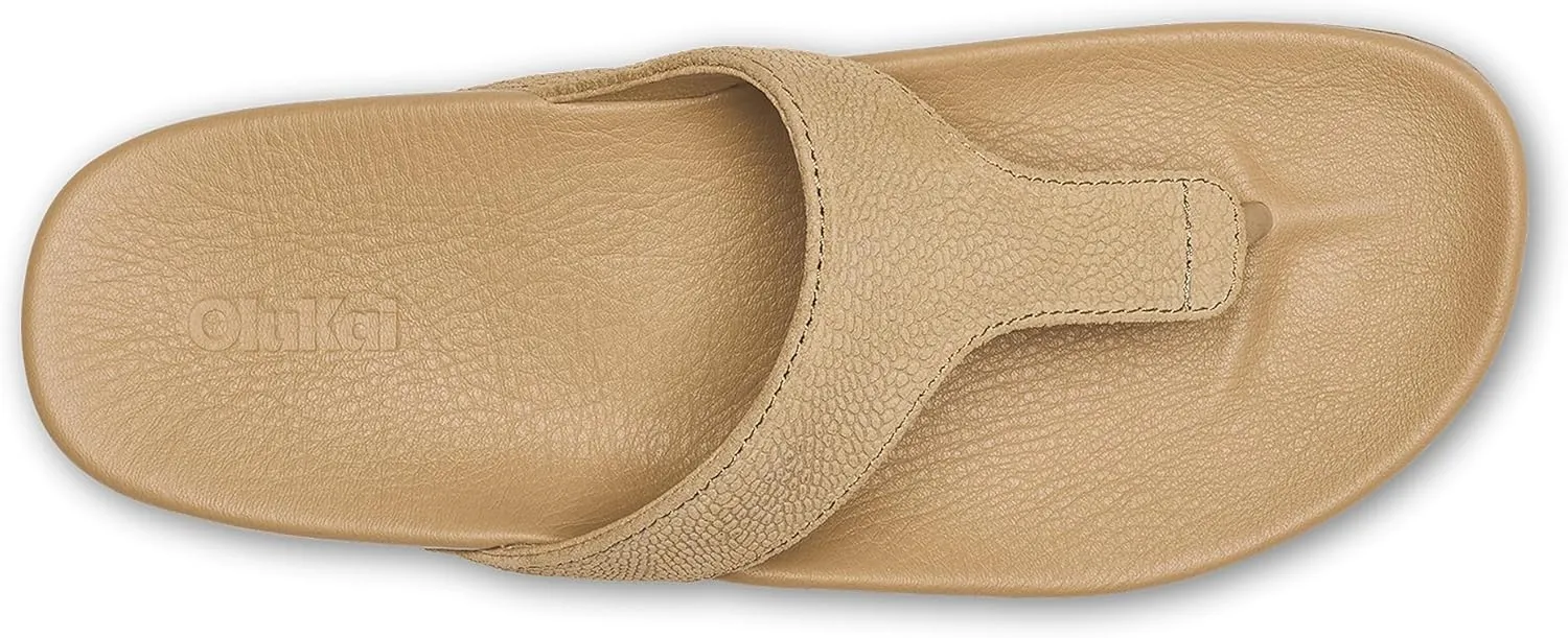 OLUKAI Kipe'a Lipi Women's Beach Sandal, Soft Leather Flip-Flop, All-Day Wear & Ultra-Soft Comfort Fit