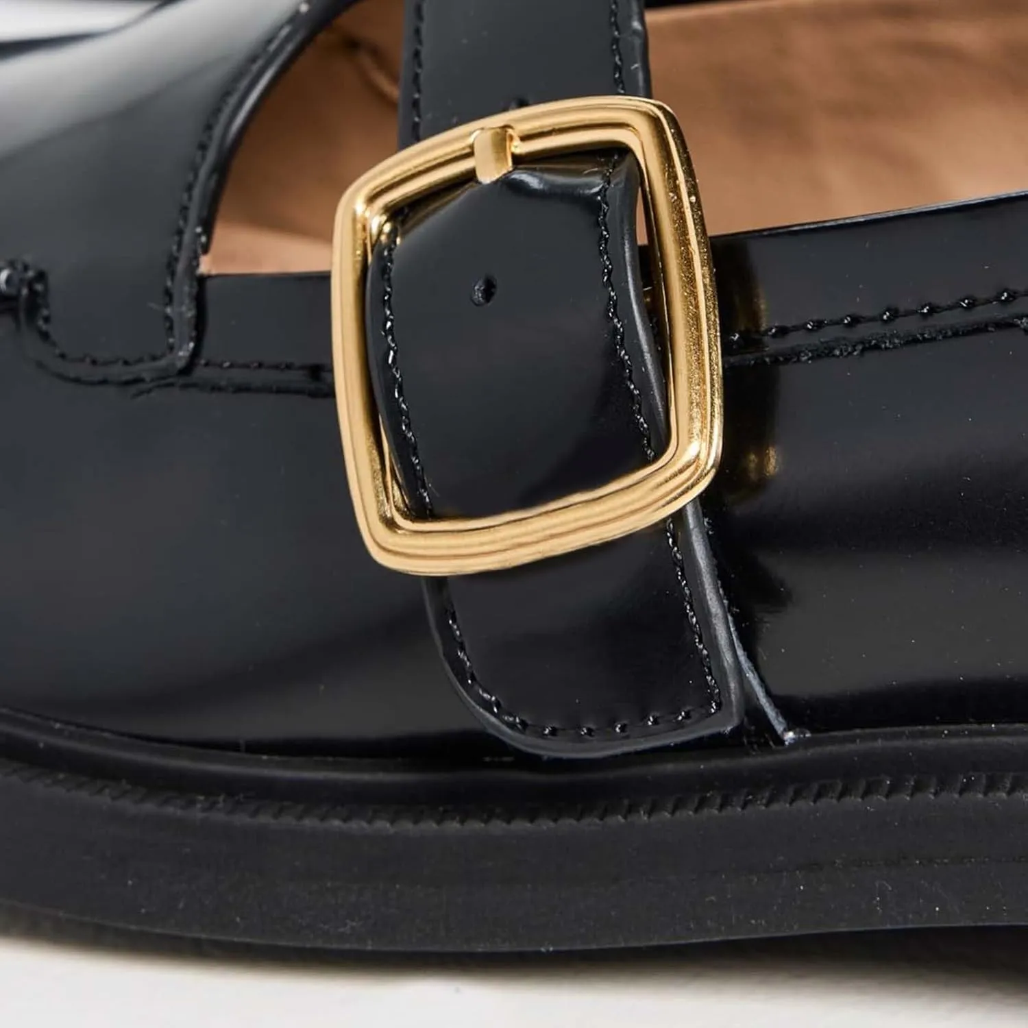 Penny Loafers for Women T-Strap Buckle Loafers Round Toe Slip on Mary Jane Flats Dressy Comfortable Casual Chunky Low Heel Shoes