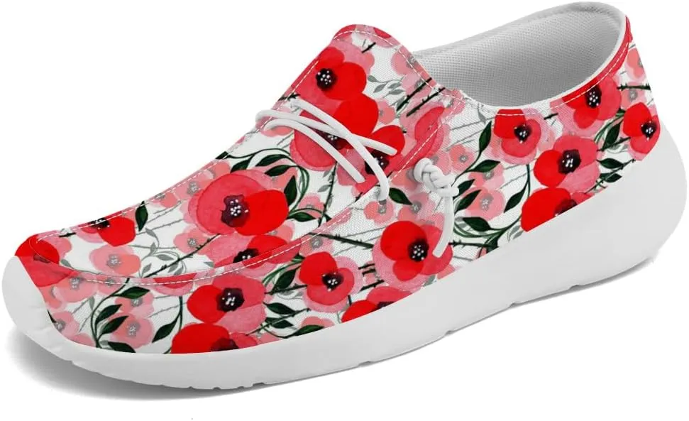Poppy Loafers Women Floral Print Slip-on Shoes Walking Sneakers Gifts for Women Men