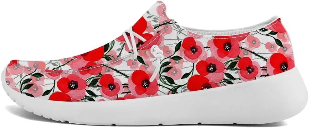 Poppy Loafers Women Floral Print Slip-on Shoes Walking Sneakers Gifts for Women Men