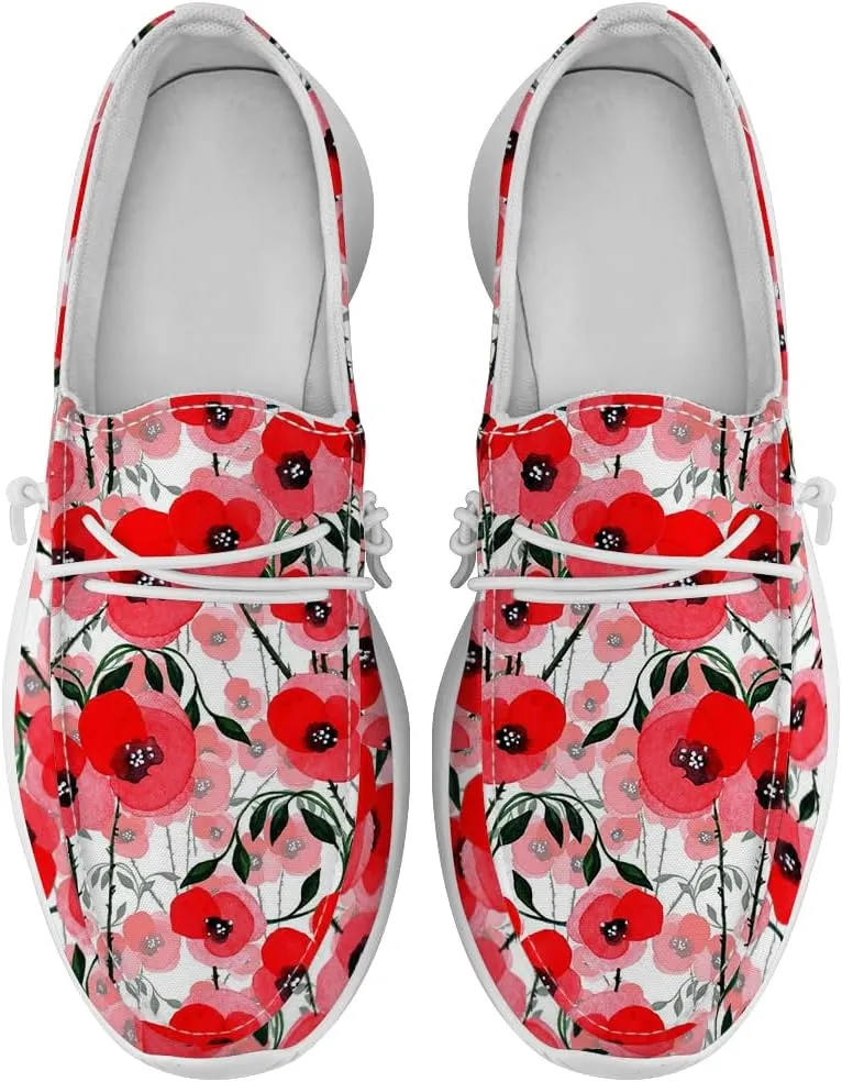 Poppy Loafers Women Floral Print Slip-on Shoes Walking Sneakers Gifts for Women Men