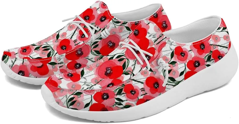 Poppy Loafers Women Floral Print Slip-on Shoes Walking Sneakers Gifts for Women Men