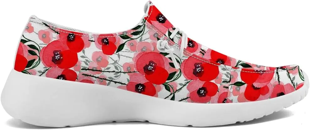 Poppy Loafers Women Floral Print Slip-on Shoes Walking Sneakers Gifts for Women Men