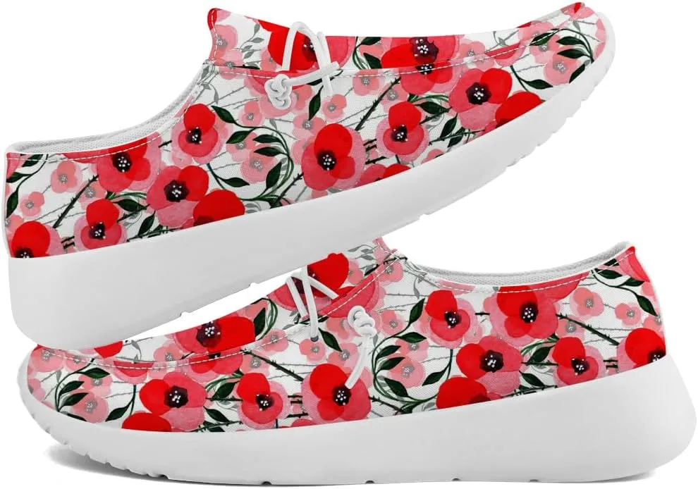 Poppy Loafers Women Floral Print Slip-on Shoes Walking Sneakers Gifts for Women Men