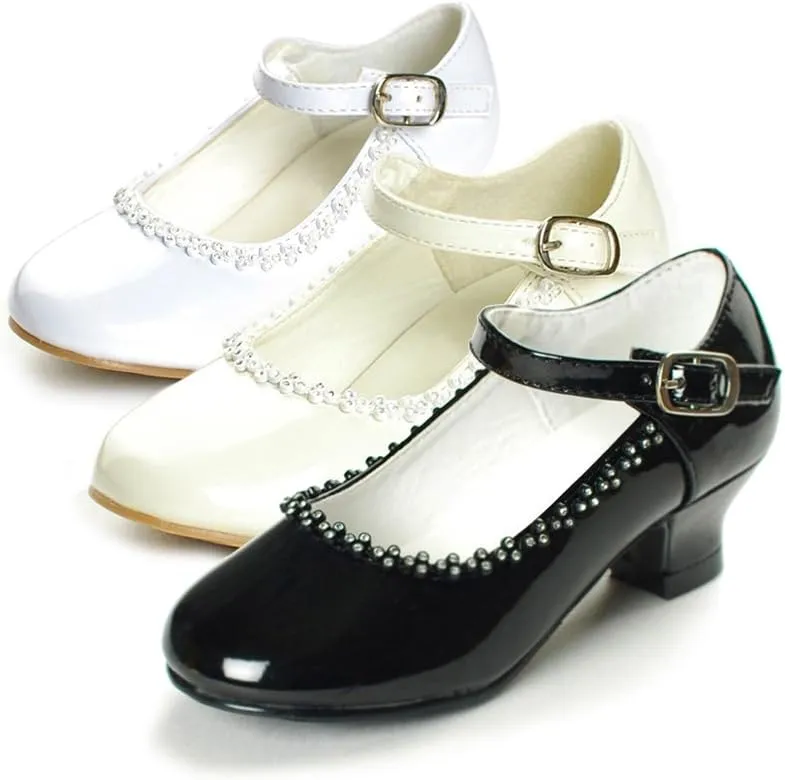 Rhinestone Detailed Patent Flower Girl Shoes