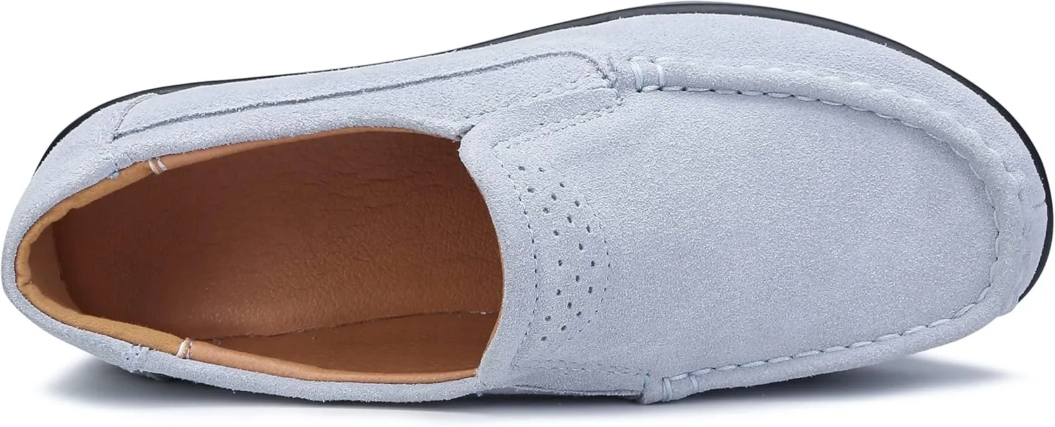 Ruiatoo Platform Shoes for Women Comfort Slip on Suede Moccasins Low Top Casual Wedge Loafers