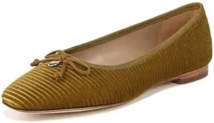 Sam Edelman Meadow Chartreuse Slip On Squared Toe Bow Detailed Ballet Flats (Chartreuse, 12)