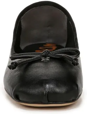 Sam Edelman Zooey Black Leather Bow Detailed Rounded Toe Slip On Ballet Flats
