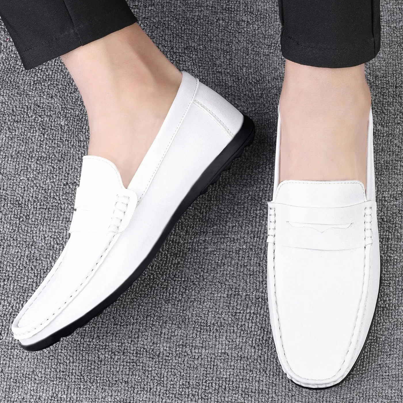 Santimon Men's Flat Penny Loafers Slip on Mocassin Shoes Driving Loafers Casual Penny Loafers for Men