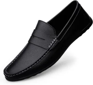 Santimon Men's Flat Penny Loafers Slip on Mocassin Shoes Driving Loafers Casual Penny Loafers for Men