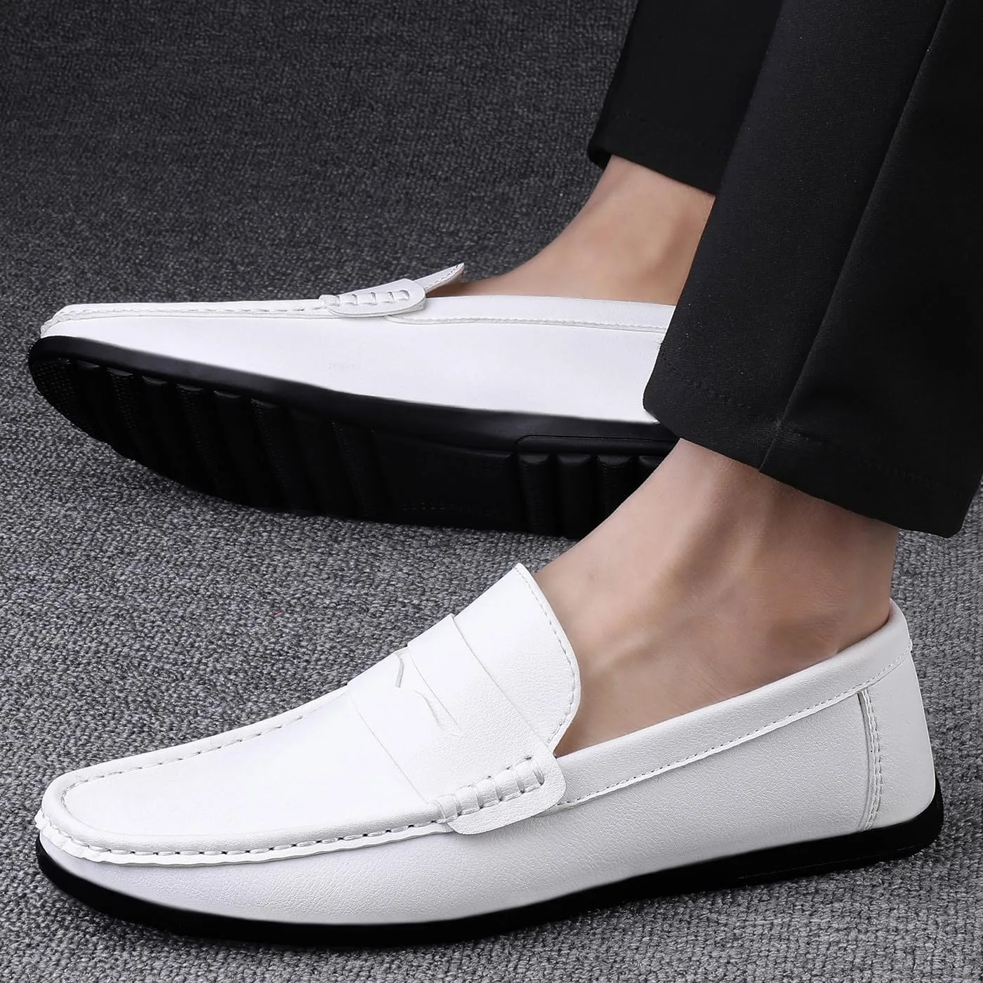 Santimon Men's Flat Penny Loafers Slip on Mocassin Shoes Driving Loafers Casual Penny Loafers for Men