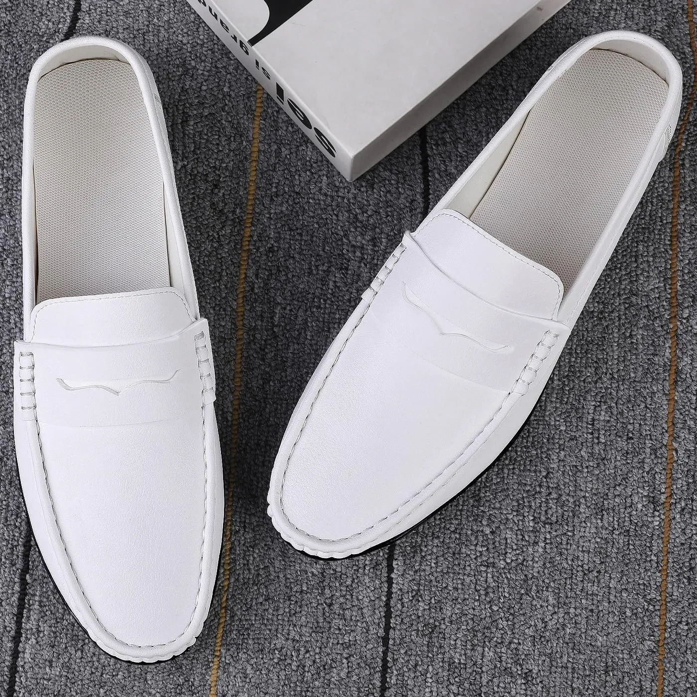 Santimon Men's Flat Penny Loafers Slip on Mocassin Shoes Driving Loafers Casual Penny Loafers for Men