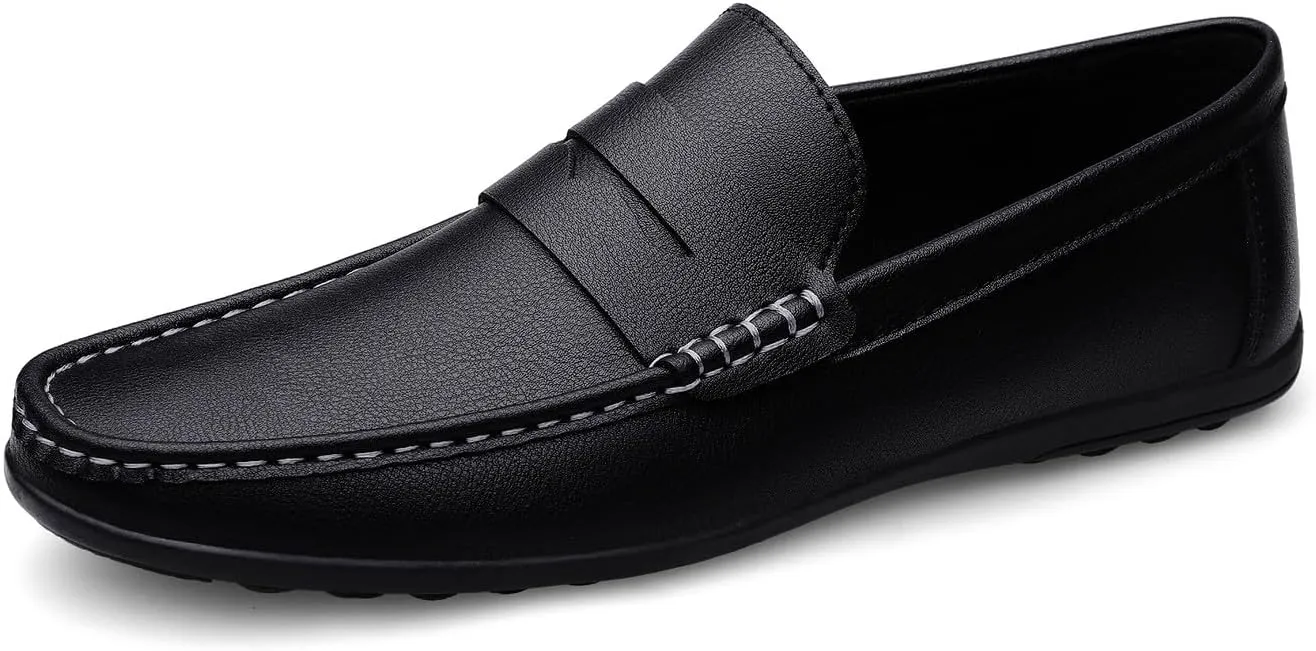 Santimon Men's Flat Penny Loafers Slip on Mocassin Shoes Driving Loafers Casual Penny Loafers for Men