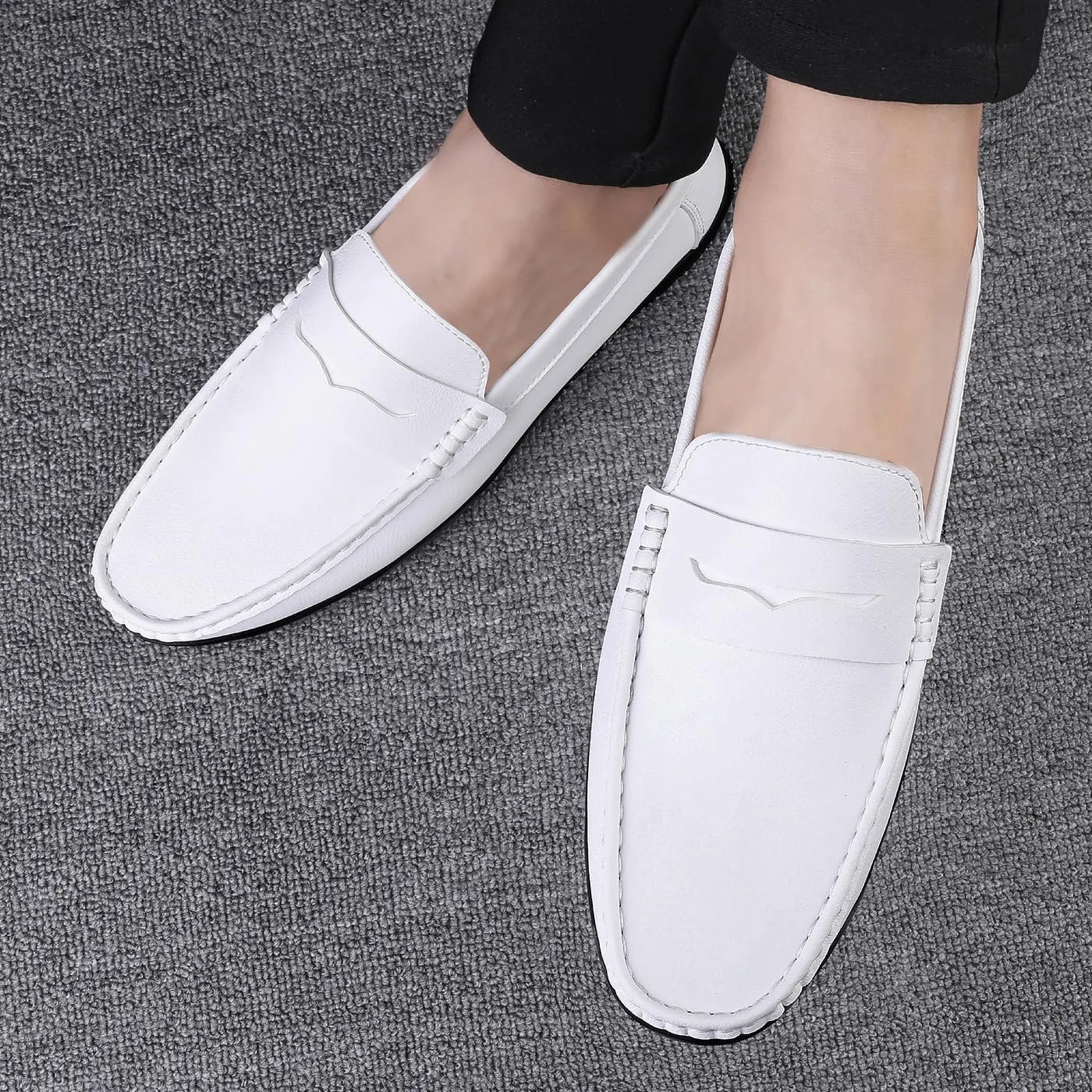 Santimon Men's Flat Penny Loafers Slip on Mocassin Shoes Driving Loafers Casual Penny Loafers for Men