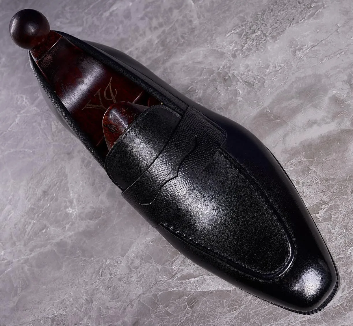 Santimon Men's Loafers & Slip-Ons Wedding Dress Genuine Leather Prom Formal Mocasines Business Casual Penny Loafers Comfortable Tuxedo Shoes for Men