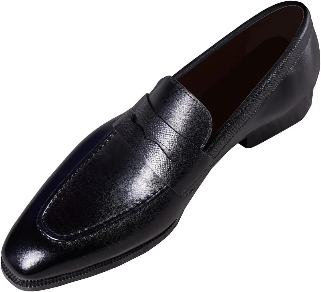 Santimon Men's Loafers & Slip-Ons Wedding Dress Genuine Leather Prom Formal Mocasines Business Casual Penny Loafers Comfortable Tuxedo Shoes for Men