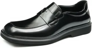 Santimon Mens Loafers Formal Dress Slip On Genuine Leather Penny Loafers Fashion Prom Wedding Business Casual Shoes Comfortable Wide Square Toe Mocasines