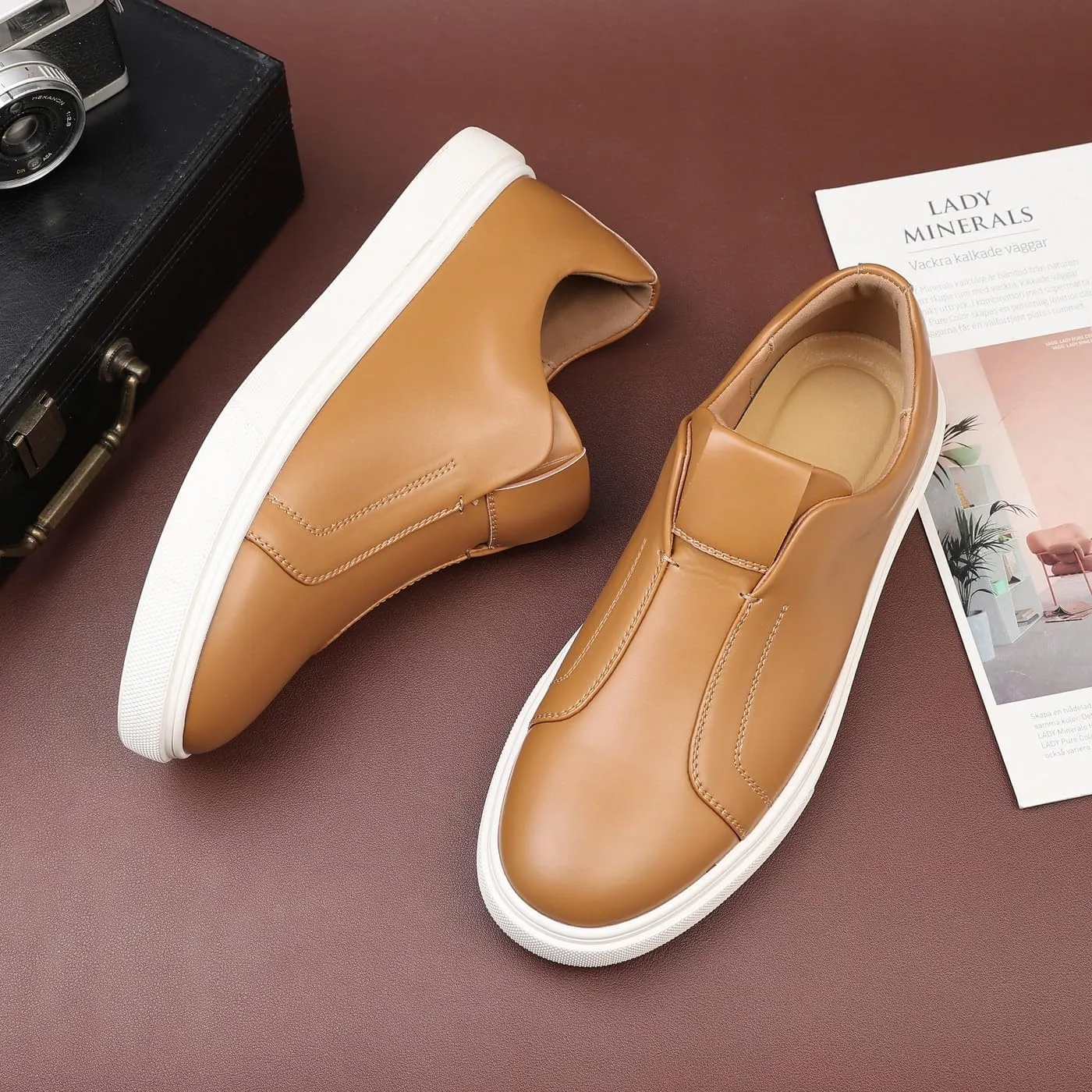 Santimon Men's Slip-On Loafers, Flat EVA Sole, Round Toe Driving Casual Office Business Shoes for Men
