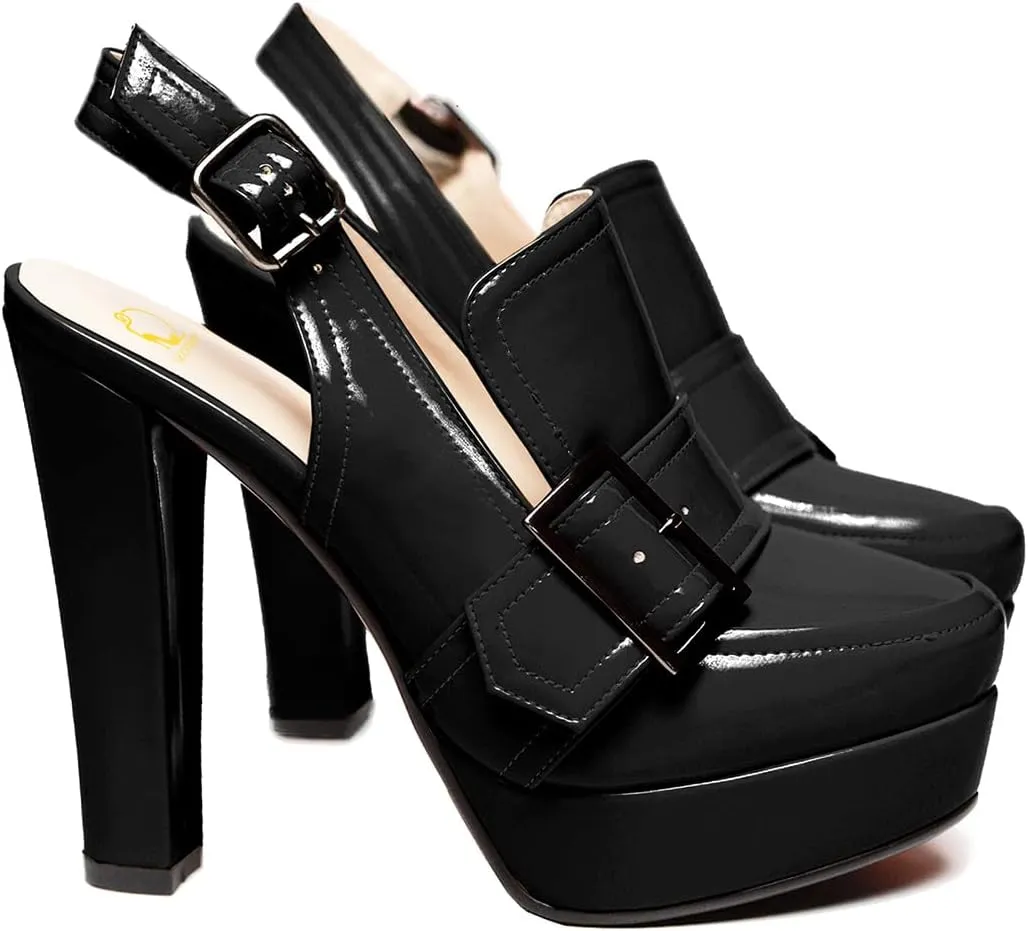 SHODENSE Women Vintage Platform Chunky High Heels Pumps Shoes Round Closed Toe Platform Loafers Ankle Strap Block Heel Slingback Summer Sandals Backless Buckle Loafer Ladies Sexy Chic Party 4-11 M US