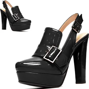 SHODENSE Women Vintage Platform Chunky High Heels Pumps Shoes Round Closed Toe Platform Loafers Ankle Strap Block Heel Slingback Summer Sandals Backless Buckle Loafer Ladies Sexy Chic Party 4-11 M US