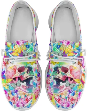 Skull Loafers for Women Butterfly Slip-on Shoes Walking Shoes Gifts for Women Men