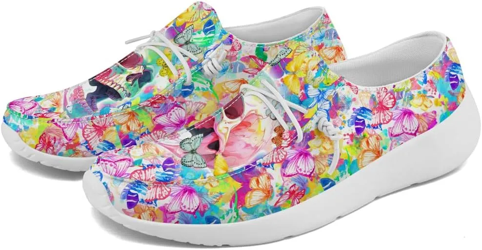 Skull Loafers for Women Butterfly Slip-on Shoes Walking Shoes Gifts for Women Men