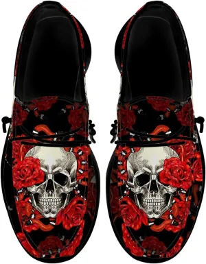 Skull Shoes for Men Women Rose Slip-on Shoes Floral Print Loafers Gifts for Women Men