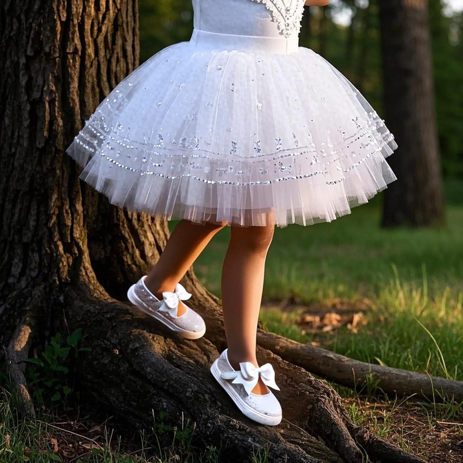 Sparkly Sneakers for Girls 3-12 Years Slip-On Comfort Fit Casual Princess Shoes