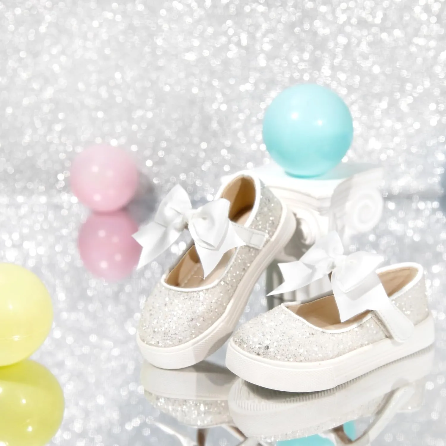 Sparkly Sneakers for Girls 3-12 Years Slip-On Comfort Fit Casual Princess Shoes