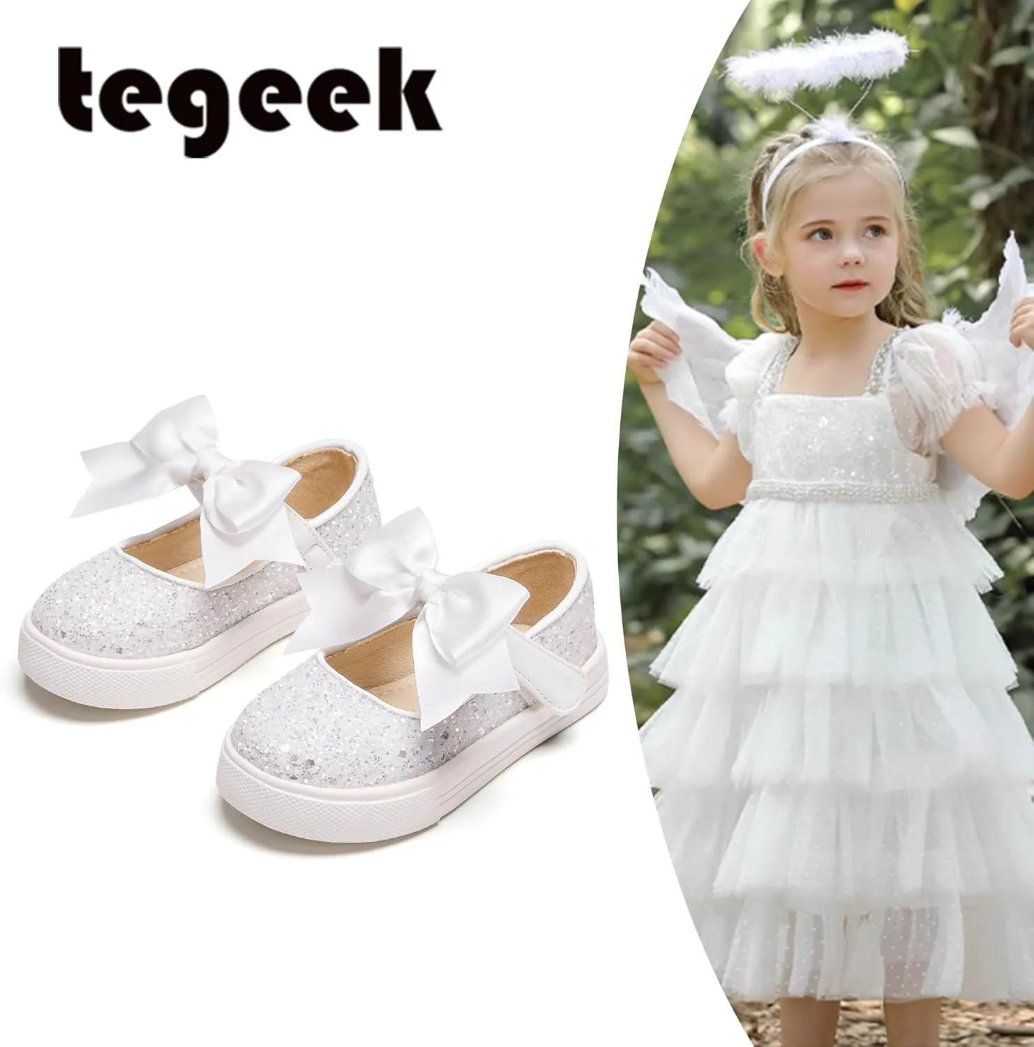 Sparkly Sneakers for Girls 3-12 Years Slip-On Comfort Fit Casual Princess Shoes