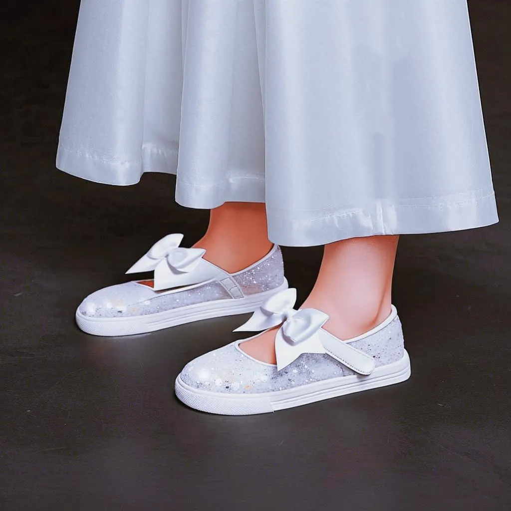 Sparkly Sneakers for Girls 3-12 Years Slip-On Comfort Fit Casual Princess Shoes