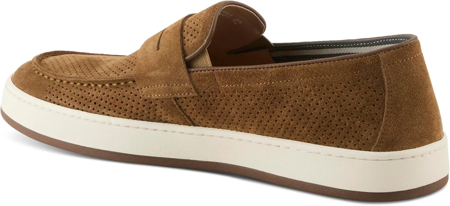 Spring Step Men's Howe Suede Loafers – Slip-On Penny Casual Shoes with Removable Cushioned Insole and Lightweight Rubber Outsole