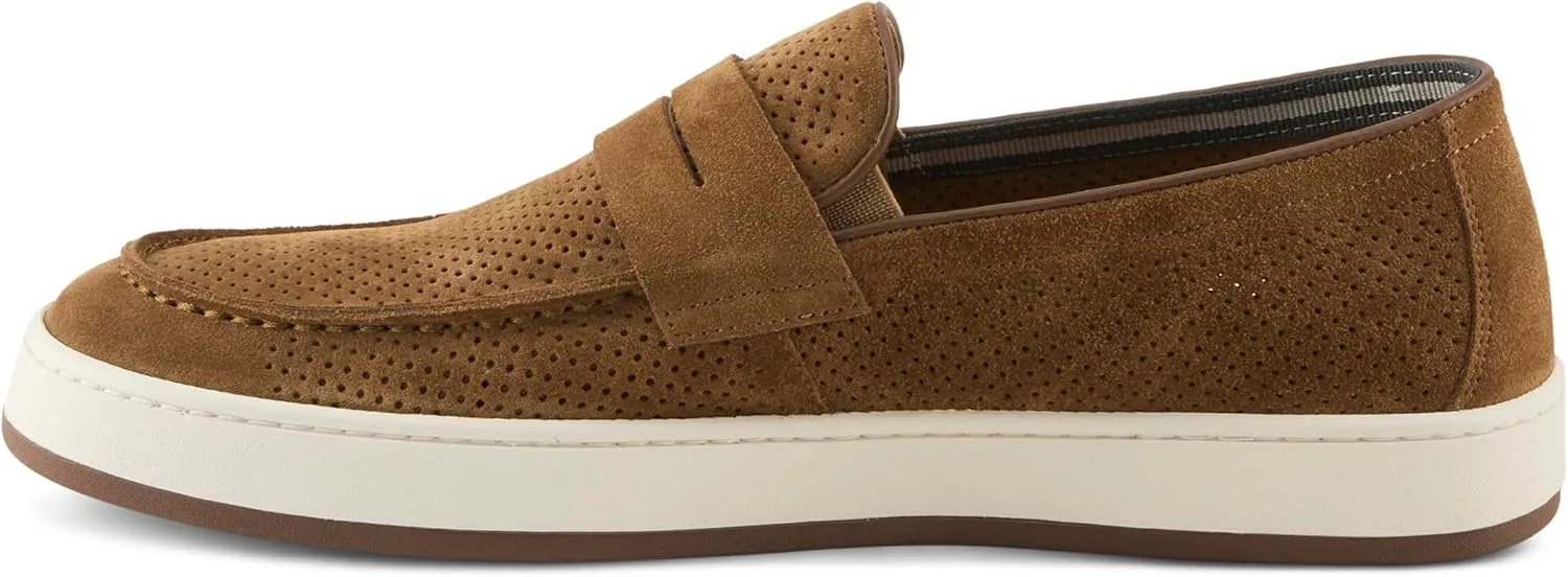 Spring Step Men's Howe Suede Loafers – Slip-On Penny Casual Shoes with Removable Cushioned Insole and Lightweight Rubber Outsole