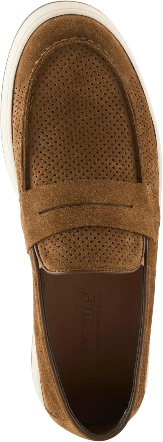 Spring Step Men's Howe Suede Loafers – Slip-On Penny Casual Shoes with Removable Cushioned Insole and Lightweight Rubber Outsole