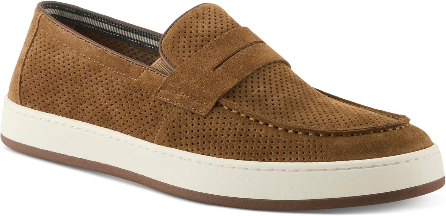 Spring Step Men's Howe Suede Loafers – Slip-On Penny Casual Shoes with Removable Cushioned Insole and Lightweight Rubber Outsole