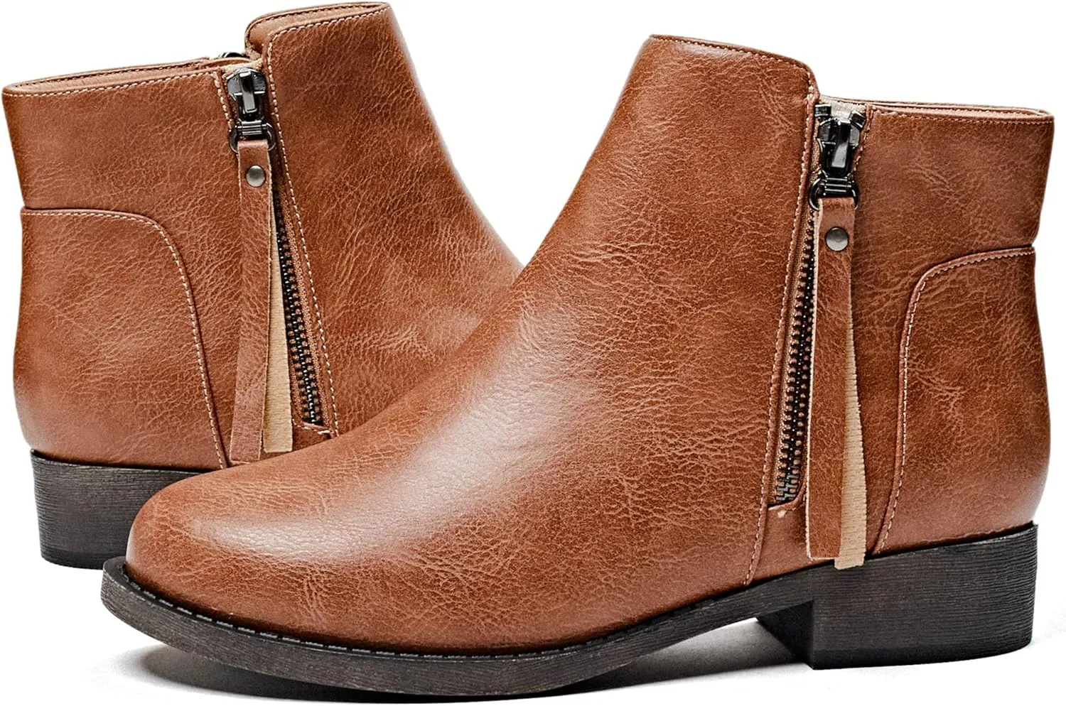 Veittes Women's Ankle Boots - Classic Side Zip, Comfortable Platform, Cover with Buckle Strap, Round Toe, Low Chunky Heel Comfort Slip On Fashion (Black/Dark Brown/Grey) Boots.