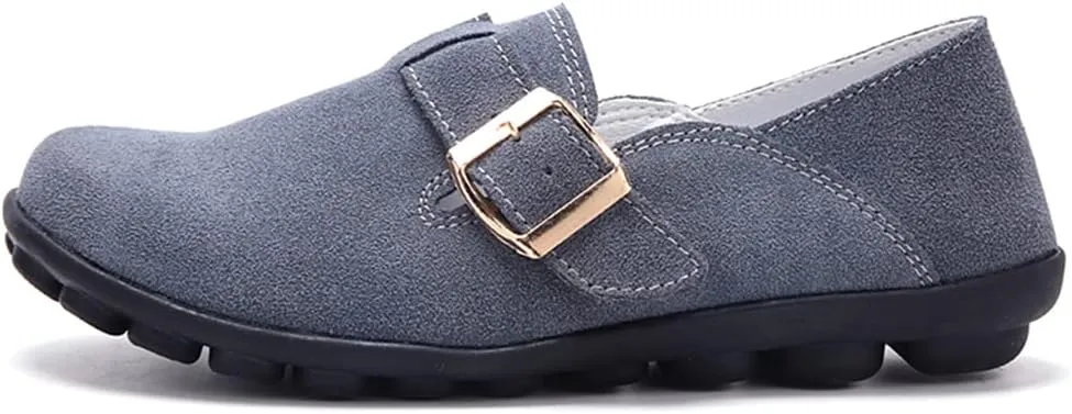 WERWAES Women's Round Toe Loafer Flat Ladies Comfortable Faux Suede Driving Moccasins Work Shoes Cute Loafers Slip On Dancing Flat