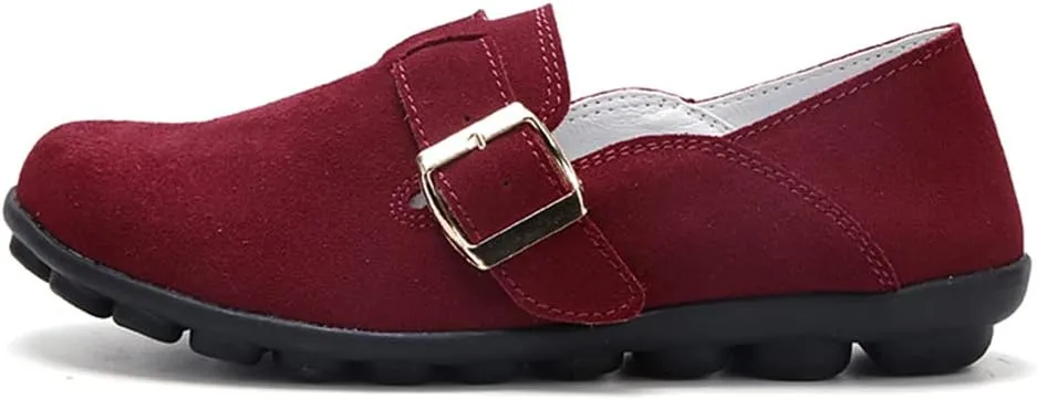 WERWAES Women's Round Toe Loafer Flat Ladies Comfortable Faux Suede Driving Moccasins Work Shoes Cute Loafers Slip On Dancing Flat