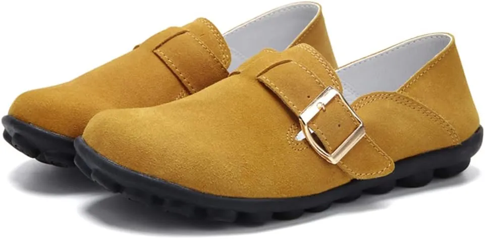WERWAES Women's Round Toe Loafer Flat Ladies Comfortable Faux Suede Driving Moccasins Work Shoes Cute Loafers Slip On Dancing Flat