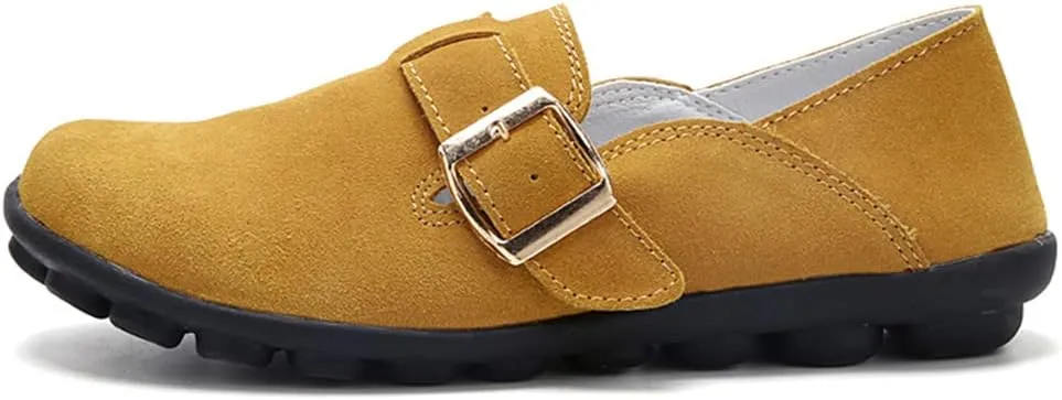 WERWAES Women's Round Toe Loafer Flat Ladies Comfortable Faux Suede Driving Moccasins Work Shoes Cute Loafers Slip On Dancing Flat