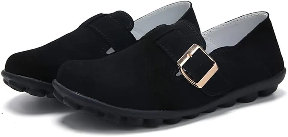 WERWAES Women's Round Toe Loafer Flat Ladies Comfortable Faux Suede Driving Moccasins Work Shoes Cute Loafers Slip On Dancing Flat