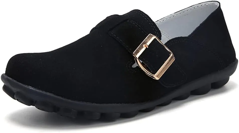WERWAES Women's Round Toe Loafer Flat Ladies Comfortable Faux Suede Driving Moccasins Work Shoes Cute Loafers Slip On Dancing Flat