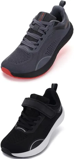 WHITIN Mens Wide Zero Drop Running Shoes Grey Size 10   Little/Big Kids Wide Zero Drop Running Shoes Black Size 2