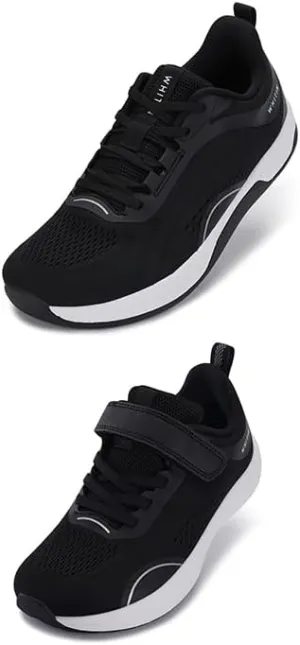 WHITIN Women's Wide Zero Drop Running Shoes Black Size 7  Little/Big Kids Wide Zero Drop Running Shoes Black Size 2