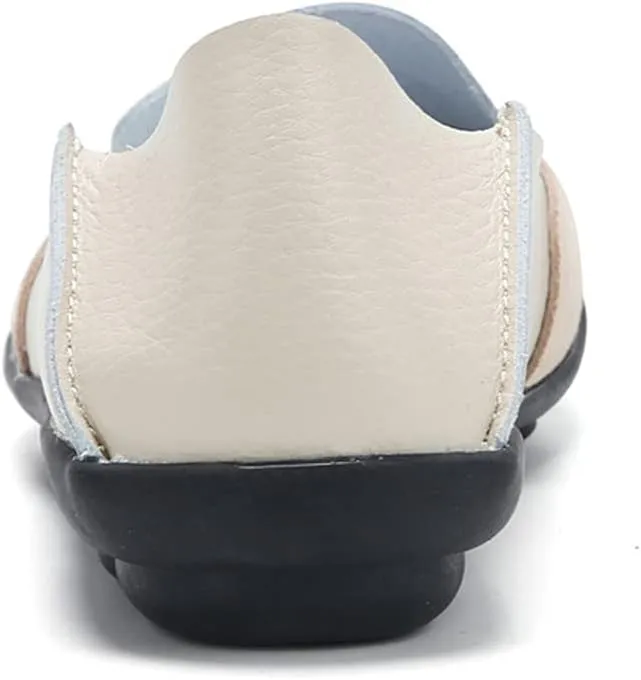 Women's Casual Round Toe Moccasins Comfortable Leather Breathable Slippers Arch Support Memory Foam Insoles Driving Outdoor Walking Nurse Breathable Driving Fashion Moccasins