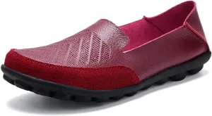 Women's Casual Round Toe Moccasins Comfortable Leather Breathable Slippers Arch Support Memory Foam Insoles Driving Outdoor Walking Nurse Breathable Driving Fashion Moccasins